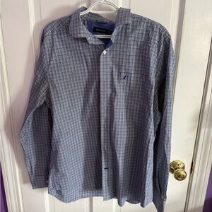 Nautica Men's Navy Plaid Button-Down Shirt
